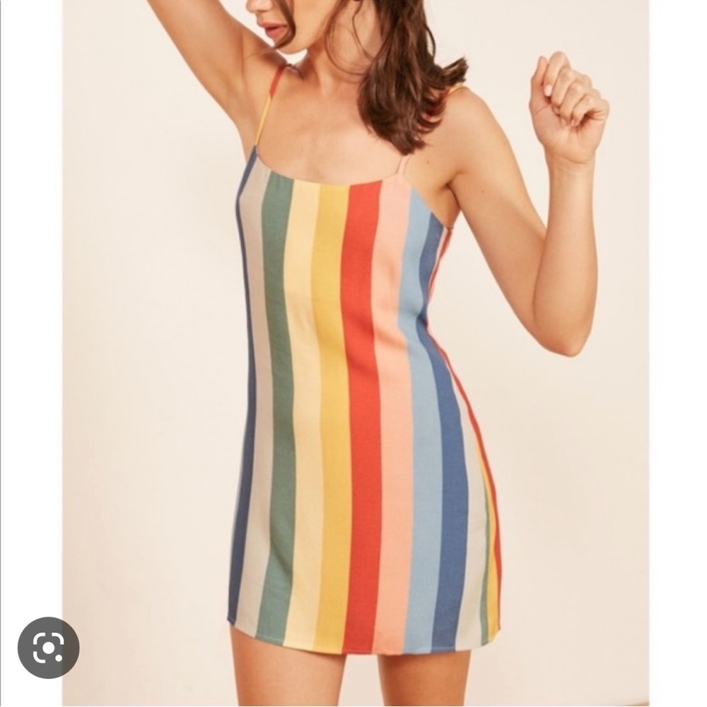 Reformation multi color stripe mini dress size 8